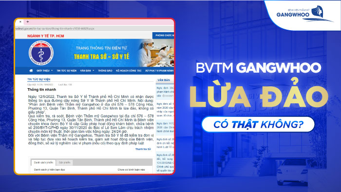 BVTM Gangwhoo Bị Tố Lừa Đảo, Sở Y Tế TP.HCM Nói Gì?