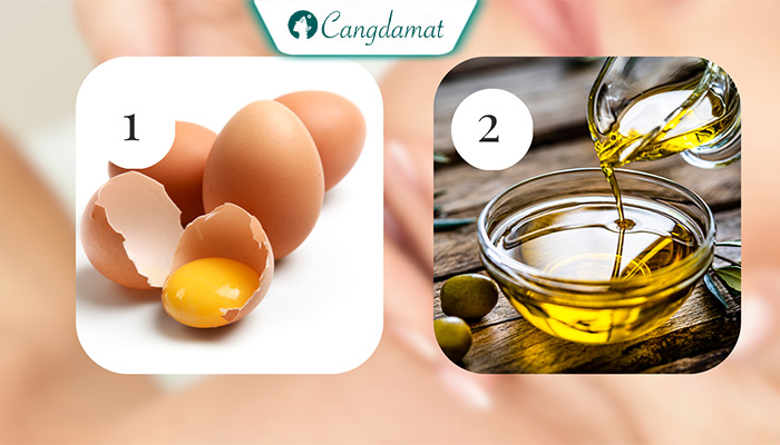 Công thức 5: Lòng trắng trứng gà + dầu oliu: